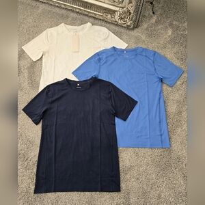 H&M 3-Pack Sports Shirts with DryMove. Light blue/navy blue/white, Solid-color.